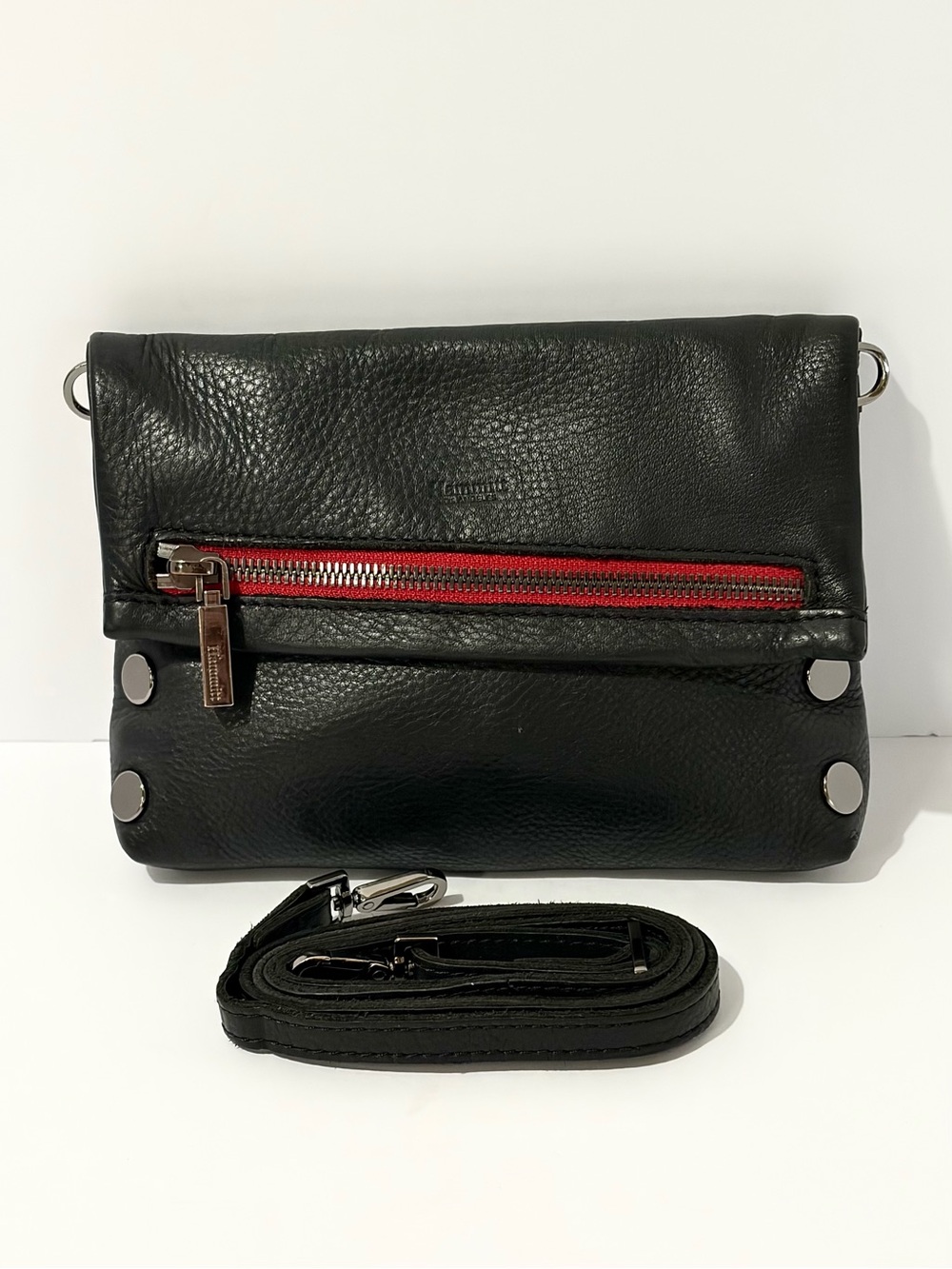 Hammitt VIP Sml Leather Crossbody/Clutch in Black With Gunmetal Hardware